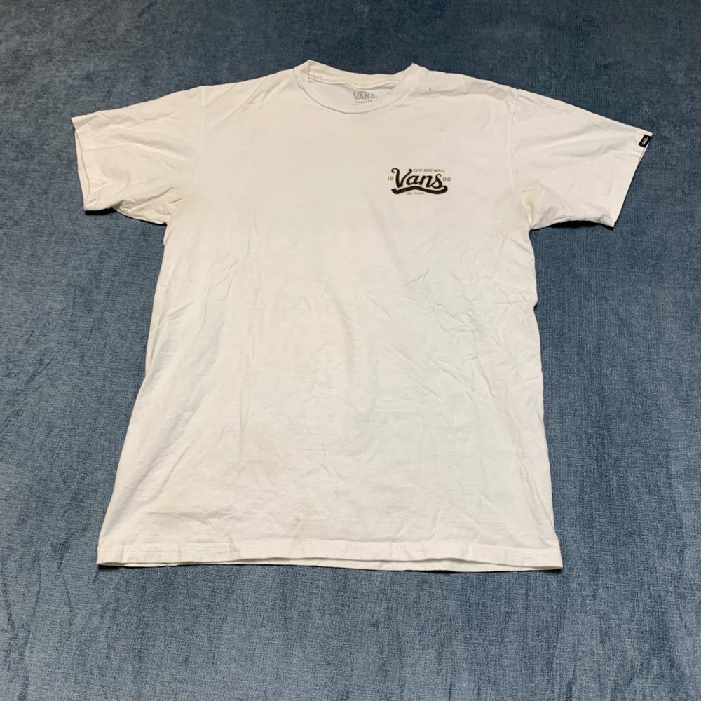 Vans Off The Wall T Shirt Mens Medium White Cotton Home Of The Sidestripe Print